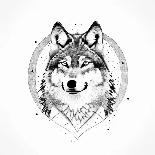 Wolf With Forrest And Mountain