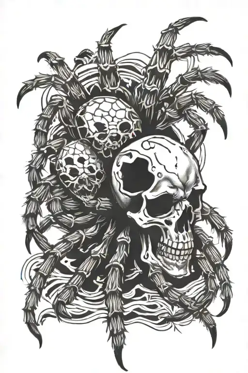 Tarantula With Skull On The Body