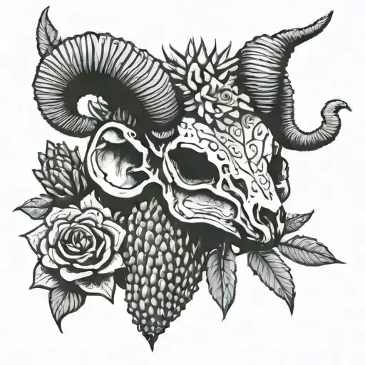 Ram Skull And Cactus