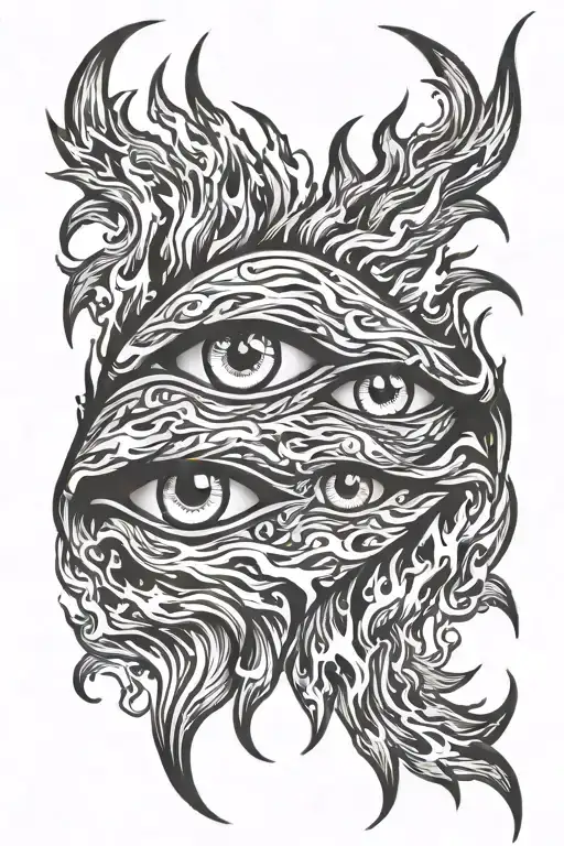 Eyes And Fire Flames