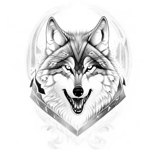 Norse Wolf With Goddess Hel