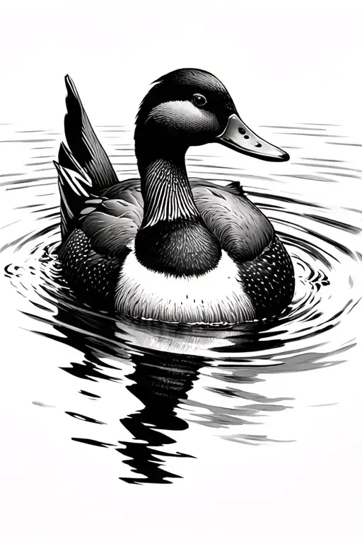 A Duck Swimming And You Can See His Feet Paddling Like Crazy