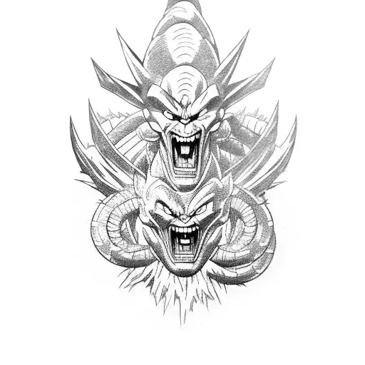 Shenron And Great Ape Vegeta Battling