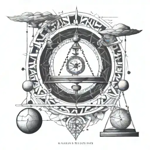 A Geometric Design Incorporating The Libra Symbol And Elements Of Balance