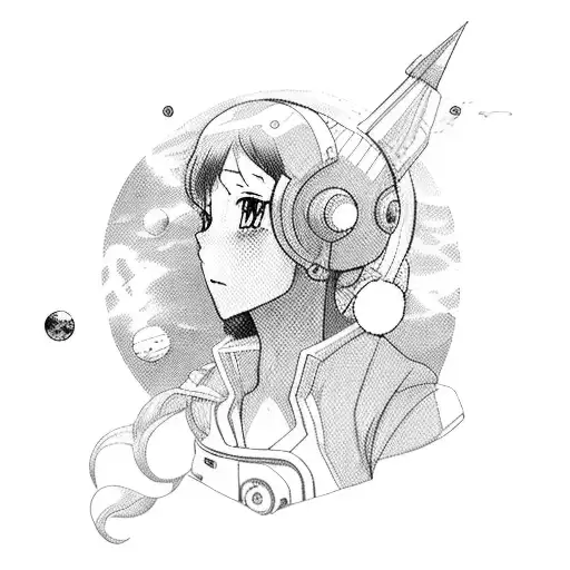 Anime Character Exploring Outer Space