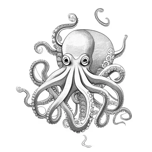 Octopus Drinking A Maitai On A Beach