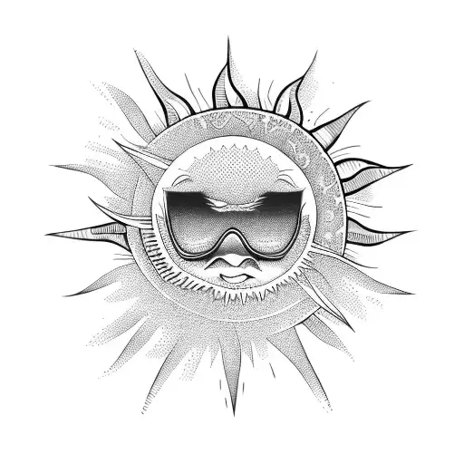 Sun And A Surfboard With Waves