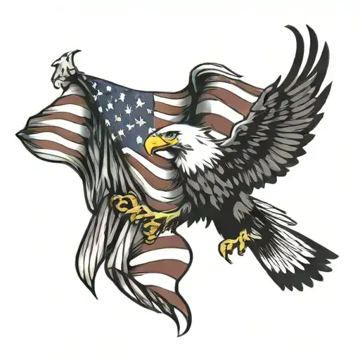 American Eagle With Usa Flag Intertwined