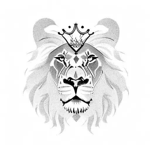 Lion Profile With Crown