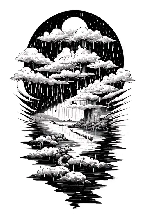 Parallel Worlds With Rain Falling Down