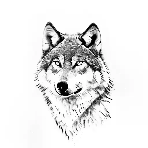 Fullhand Tattoo With A Calm Wolf At The Top