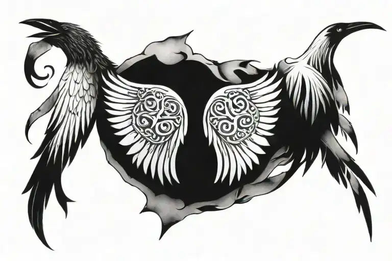 Raven Wings Nordic Runes