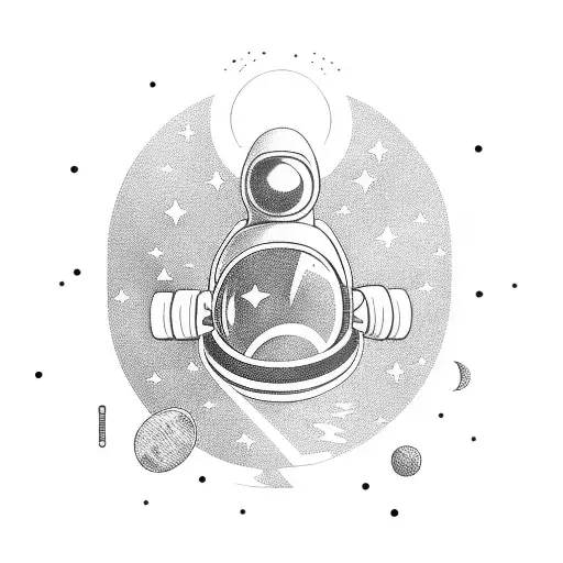 An Astronaut Floating In Space While Holding A Dumbbell