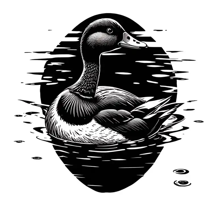 A Duck Swimming And You Can See His Feet Paddling Like Crazy