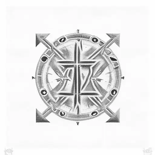 A Black Cross With The Numbers 999 Going Down The Middle Outlined In Blue