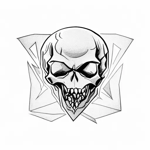 Skull With Marceline And Marshall Lee Playing Guitar On Its Forehead