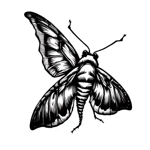 Moth With Wings Spread Wide Open Pointing Upwards