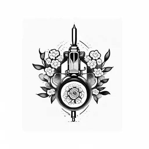 An Intricately Designed Gun Surrounded By Blooming Flowers