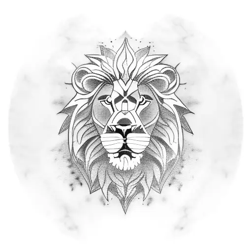 Lion Standing On A Marble Column Eating A Viper's Head