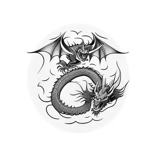 A Dragon Wrapping Around The Devil