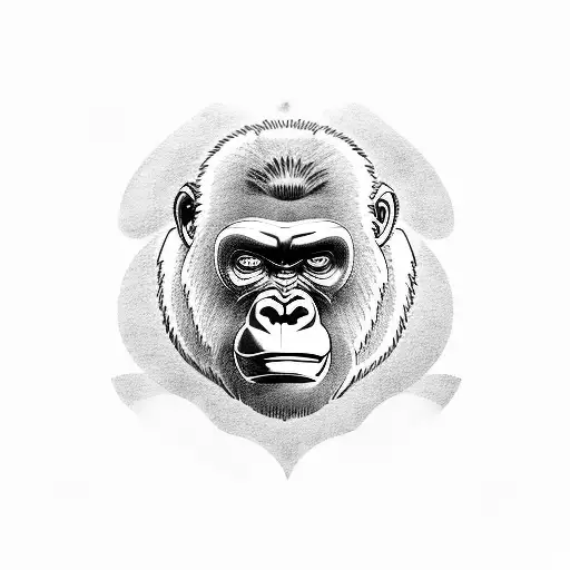 A Blackwork Tattoo Of A Gorilla Wearing A San Juan Pr Basketball Jersey