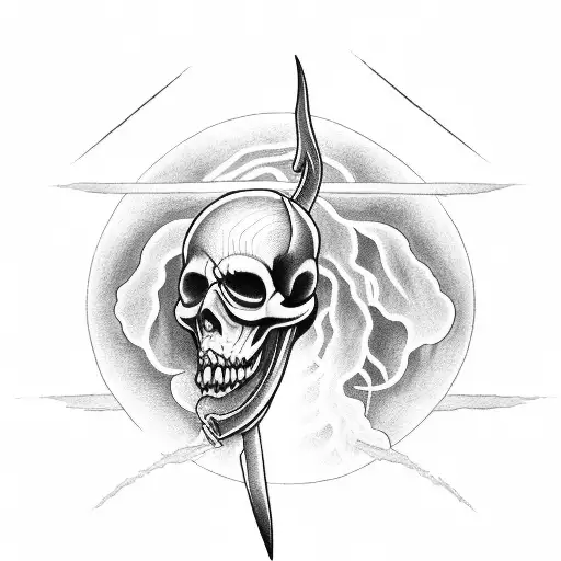 Grim Reaper In Front Of Lightning Storm