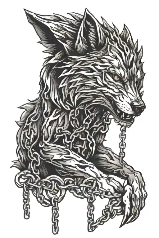 Wolf Breaking Chains