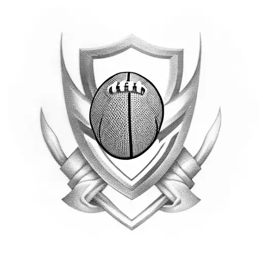 A Blackwork Tattoo Of A Football With The Arsenal Logo