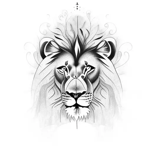 Lion With Trees Behind