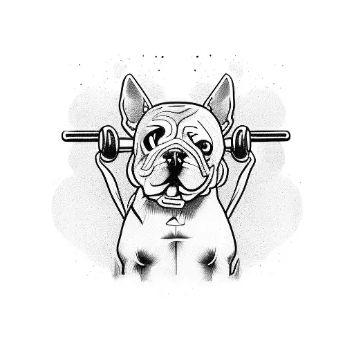 A Muscular Dog Lifting Weights In A Gym