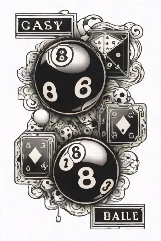 8Ball With Dice And Cards