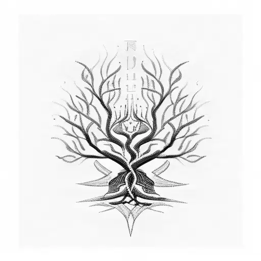 A Mesmerizing Blackwork Design Featuring The Burning Bush Intertwined With Biblical Scriptures