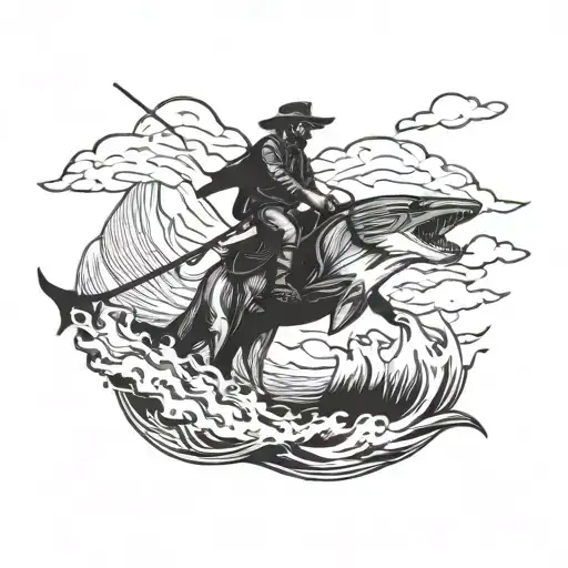 Cowboy Riding A Thresher Shark