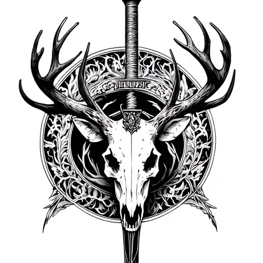 Deer Skull With Sword Through It