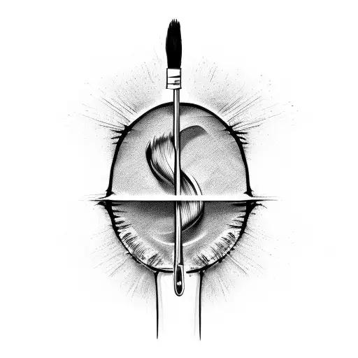 Abstract Representation Of A Paintbrush And Pencil Intertwined