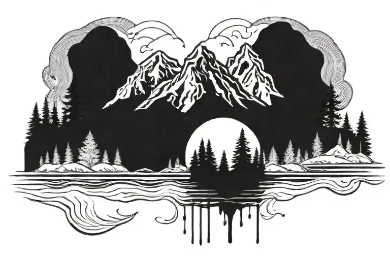 Mountains Above Water And Trees