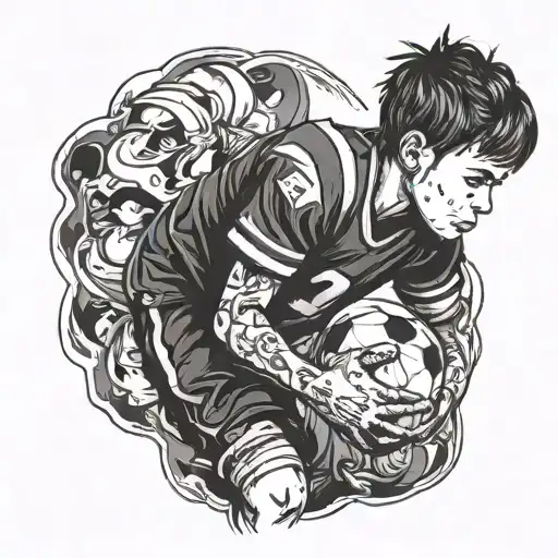 Little Boy Wearing Football Jersey Alone