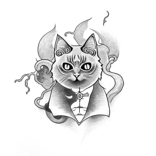 A Black Cat Inspired By Eldritch Horror And Yokai Design