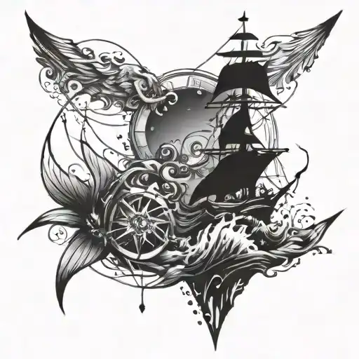 Atattoo Featuring Elements Of Freedom And The Sea