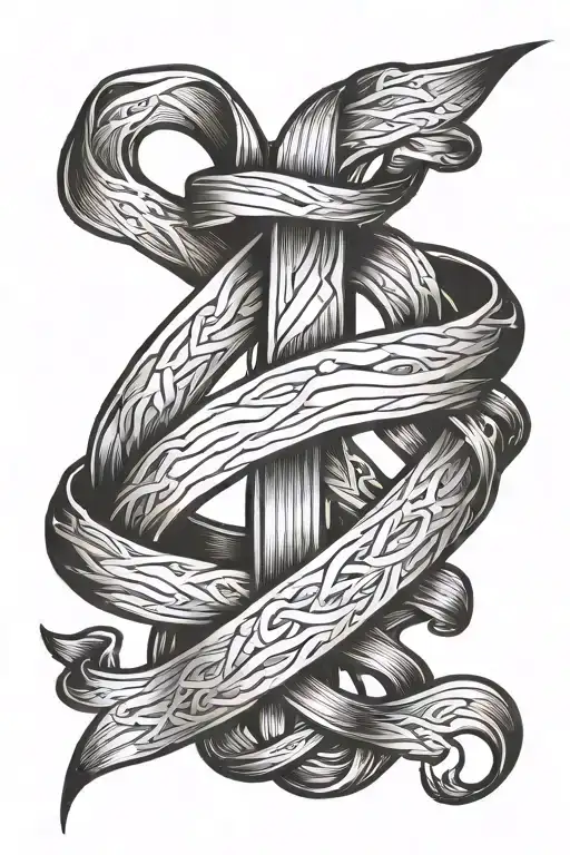 Full Sleeve Cancer Ribbon Intertwined Representing Testicular And Rectal Cancer
