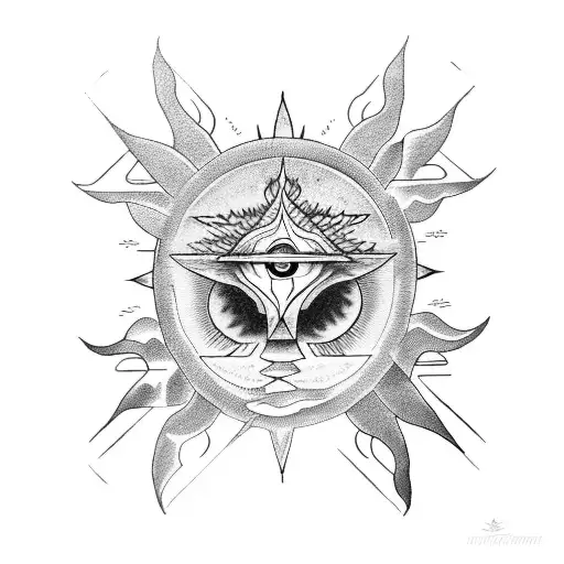Sun With Third Eye And Clouds