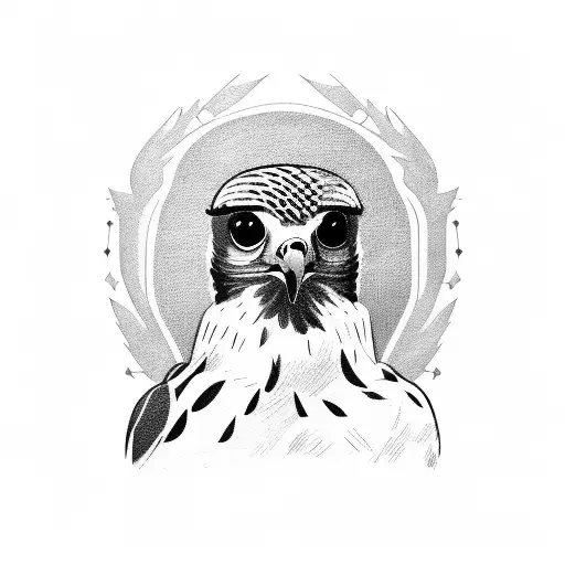 A Sketch-style Portrait Of A Falcon Holding A Scroll In Its Talons