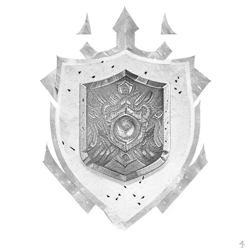 Rounded Aegis Shield With Different Mythology Motives Around The Shield