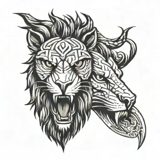 Eagle Face And Lion Head