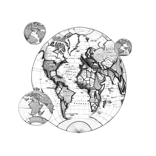 A World Map With Landmarks From Various Travel Destinations Forming The Silhouette Of A Lion