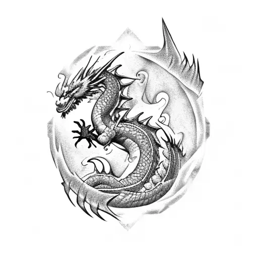 Fire Dragon In Form Of S Letter