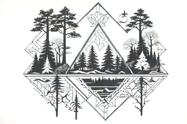 Forest Blackout Symmetrical Geometric Shapes