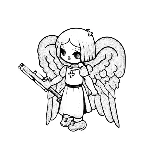 Little Cute Angel With Gun