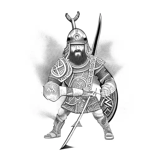 Viking Warrior Playing An Electric Guitar