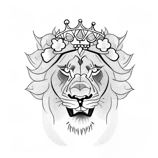 Lion With A Crown And Flowers Girly